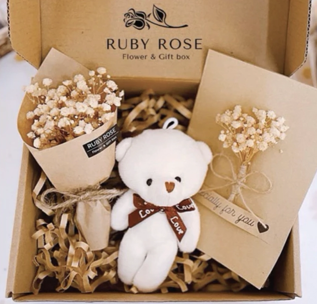 Bó hoa khô baby Ruby Rose mini